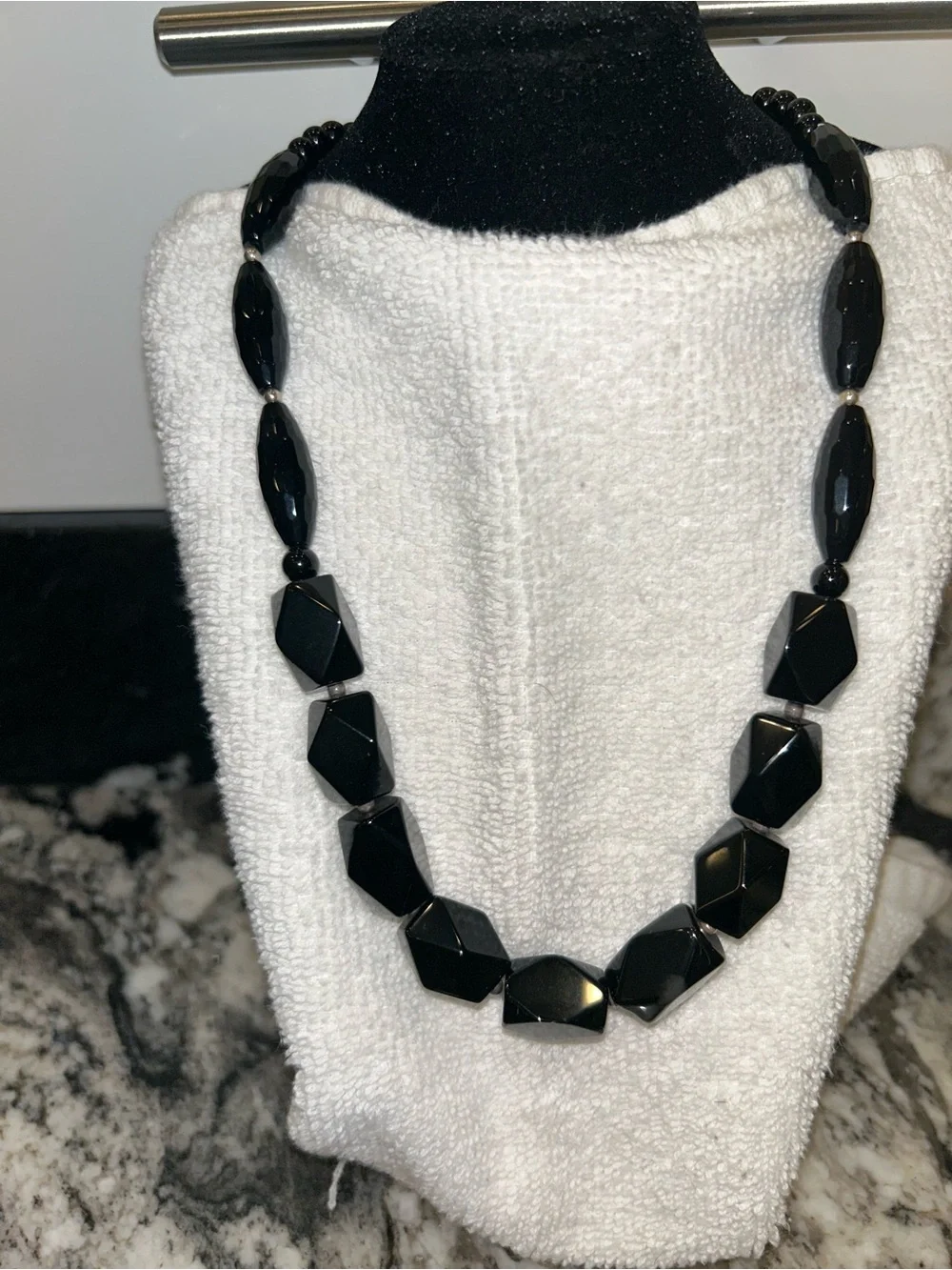 Black Faceted Statement Necklace - Women Jewelry Black onyx &  Silver